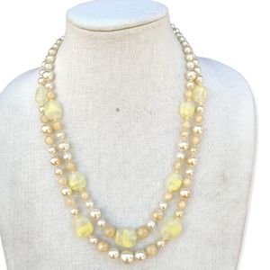 Vintage 50's signed Japan pearl and citrine necklace